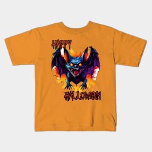 Spooky Bat Happy Halloween Kids T-Shirt